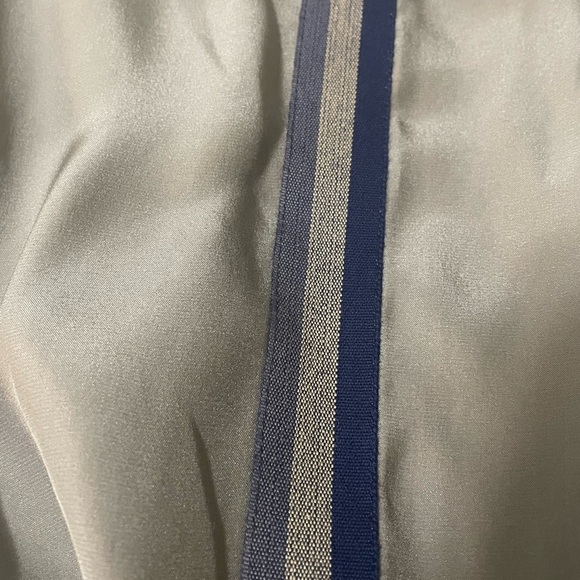 ATM 100% silk gray joggers with blue stripes. Flat front elastic back and hem. - Picture 6 of 15
